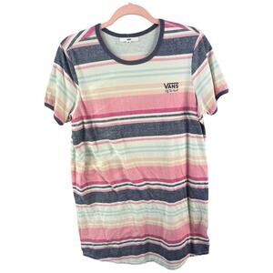 Vans colorful stripe mini shirt dress short sleeve medium